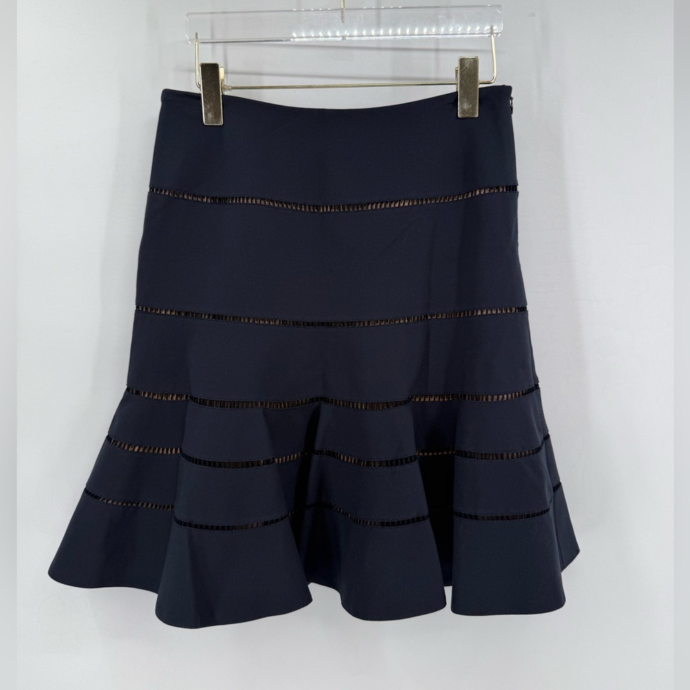 AKRIS Punto Women’s Skirt,‎ Sz 4, Navy/Nude Silk Liner